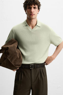 TEXTURED KNIT POLO SHIRT - Zara фото 11
