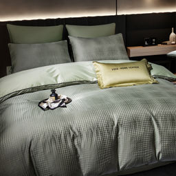 Комплект постельного белья на резинке Сатин-Жаккард Тессоро MTR003 Евро 4 Наволочки