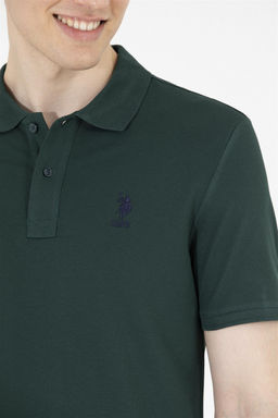 Мужская темно-зеленая футболка с воротником поло Basic - U.s. polo assn фото 14