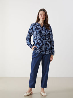 Ka??k Yaka Desenli Bluz