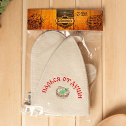 Набор для бани Парься от души шапка, рукавица - Добропаровъ фото 7