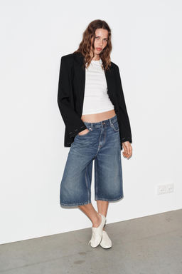 BERMUDA JORTS DENIM TRF TIRO MEDIO / Azul