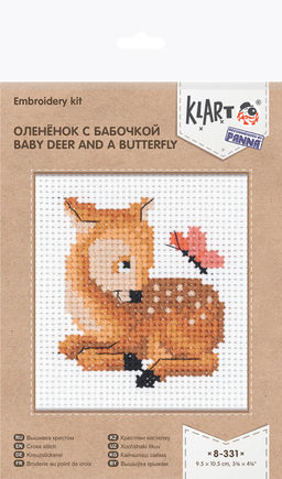 Klart набор для вышивания 8-331 Оленёнок с бабочкой 9.5 х 10.5 см