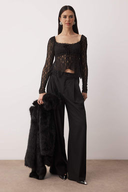 Bordo Kare Yaka Dantel Party Bluz TPRAW26BZ00070 - Trendyolmilla фото 6