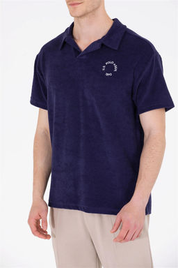 U. S. Polo Assn / Мужская темно-синяя комфортная футболка с воротником-поло - U.s. polo assn фото 6