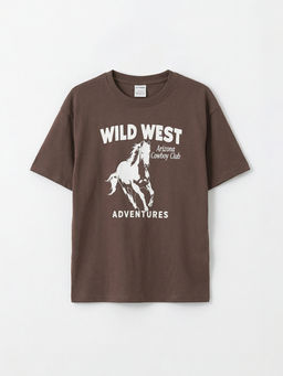 Bisiklet Yaka Bask?l? Erkek ?ocuk Ti??rt