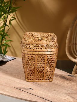 Корзина плетёная «Баскет», 24×24×28 см, бамбук, светлая