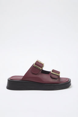 Trendyol Shoes Siyah Cift Bantl? Toka Detayl? Kal?n Taban Kad?n Terlik TAKSS25TE00044 - Trendyolmilla фото 3