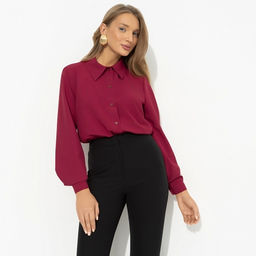 Рубашка классического кроя Цветущее очарование (red) - Charutti фото 2