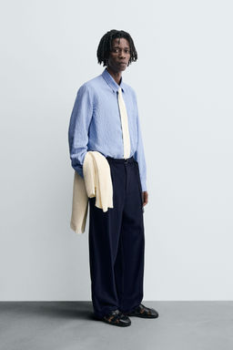 CREASED-EFFECT STRIPED FLOWING SHIRT - Zara фото 13