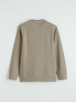 Bisiklet Yaka Bask?l? Erkek Sweatshirt