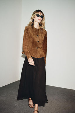 LINEN BLEND MIDI SKIRT