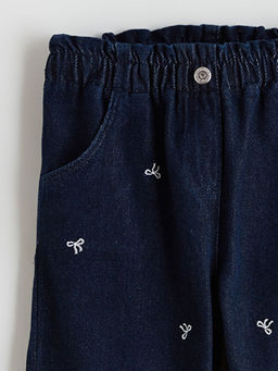 Beli Lastikli K?z ?ocuk Jean Pantolon