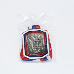 Медаль под нанесение 002, триколор. Цвет сер. С лентой. 6 х 7 см. - Командор фото 6