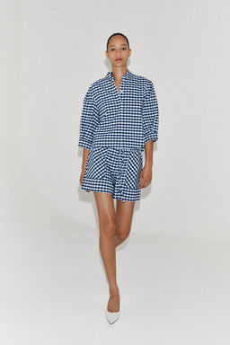 SHORTS CUADRO VICHY ZW COLLECTION / Blanco / Marino - Zara фото 5