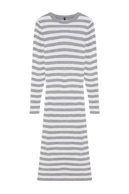 Gri Midi Triko Basic Cizgili Elbise TWOAW23EL00018 - Trendyolmilla фото 6