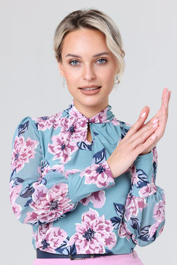 Блузка женская 1993-27/15/Бирюзовый, розовый