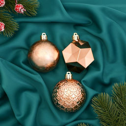 Ёлочные игрушки Северное сияние, шары новогодние, d=6 см, набор 3 шт., грани, золото