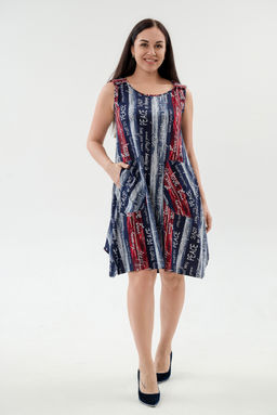 Платье женское из кулирки Кэтрин сине-красный макси - Амадэль фото 3