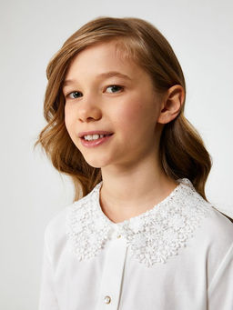 ACOOLA / Блузка детская для девочек Flores молочный фото 3