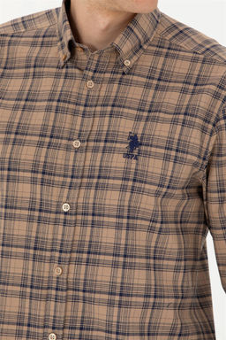 Мужская рубашка песочного цвета с длинным рукавом - U.s. polo assn фото 14