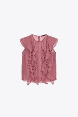 SEMI-SHEER TOP WITH RUFFLES - Zara фото 3