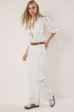 Beyaz Yuksek Bel Wide Leg Jeans TWOSS25JE00294 - Trendyolmilla фото 2