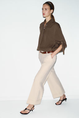 TROUSERS WITH TURN-UP CUFFS AND BELT - Zara фото 3
