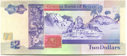 Банкнота 2 доллара 1991 года Белиз