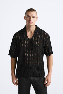 CROCHET KNIT POLO SHIRT - Zara фото 2