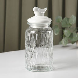 Банка для сыпучих Доляна Голубки, 1 л, 1124 см, с керамической крышкой, стекло, прозрачная