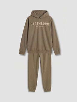 Kap??onlu Bask?l? Erkek ?ocuk E?ofman Tak?m?