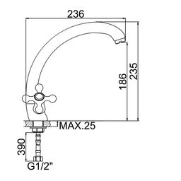 Смеситель для кухни Accoona A4071C, двухвентильный, с гайкой, латунь, цвет бронза