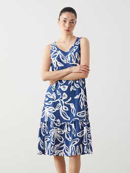 Bisiklet Yaka ?i?ekli Elbise