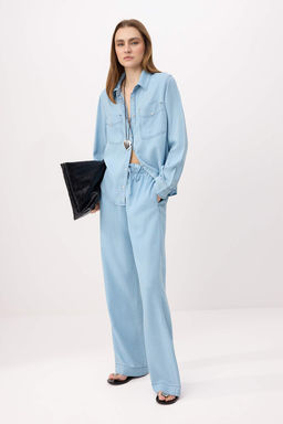 Mavi Oversize/Genis Kesim More Sustainable %100 Tencel Gomlek TWOSS26GO00119