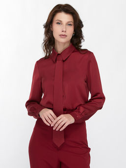 Блузка с галстуком OD-881-6 бордовый - Tantino фото 6
