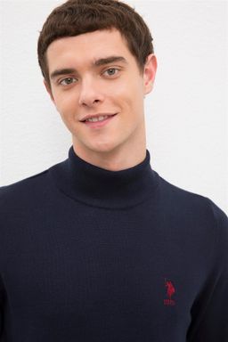 U. S. Polo Assn / Мужской трикотажный свитер темно-синего цвета с высоким воротником Basic - U.s. polo assn фото 2