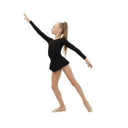 Купальник гимнастический Grace Dance, с юбкой, с длинным рукавом, р. 32, цвет чёрный  фото 6