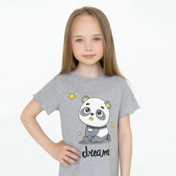 Сорочка для девочки меланж панда 818 (128, 64)