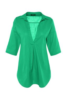 Ac?k Yesil Dokuma Plaj Mini Elbise TBESS21EL3979