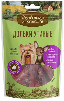 Деревенские лакомства для мини-пород Дольки Утиные 55г, 100шт кор