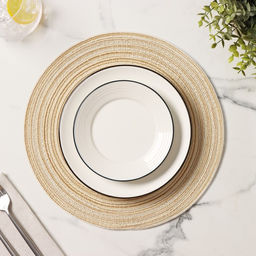 Салфетка сервировочная на стол Доляна Дуо, d=30 см, цвет бежевый