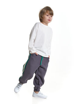 Брюки с лампасом для мальчика штаны спортивные 22-7681 светлый графит - Mini maxi фото 7