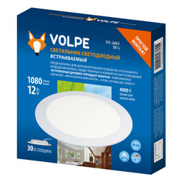 ULM-Q236 12W/4000K WHITE Светильник светодиодный встраиваемый. Белый свет (4000К). Корпус белый. ТМ Volpe.