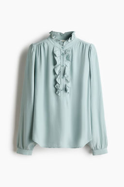 Blusa de viscosa con cuello de volante