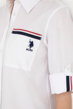 Женская белая рубашка с длинным рукавом - U.s. polo assn фото 7