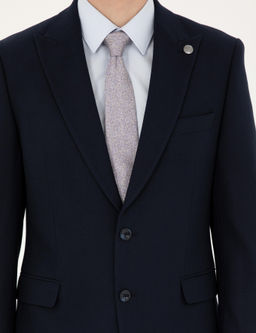 Lacivert Slim Fit _izgili Tak_m Elbise