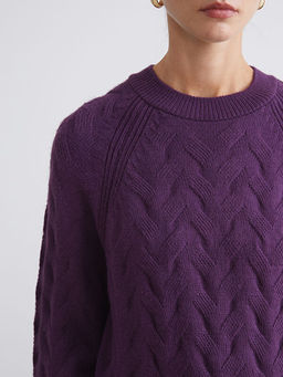 Bisiklet Yaka Kendinden Desenli Kad?n Triko Kazak