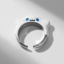 Кольцо Монстрик милые глаза цвет белый в серебре, безразмерное