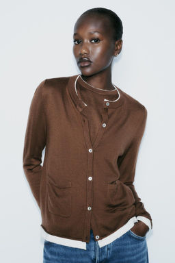 KNIT CARDIGAN WITH CONTRAST TRIMS - Zara фото 2